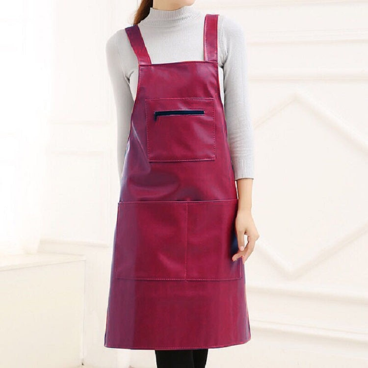 Waterproof Oil Proof Soft Leather Thick Wear-resistant Men and Women Overalls Apron – Waterproof, Wear-resistant, Leather Wine Red