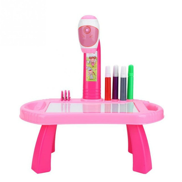 Intelligent Children Projector Early Education Learning Drawing Board Game Puzzle Painting Toy Set Painting Table - Pink