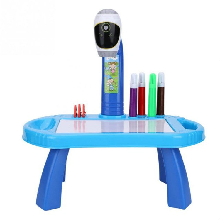 Intelligent Children Projector Early Education Learning Drawing Board Game Puzzle Painting Toy Set – Durable Build, Easy to Use Painting Table - Blue