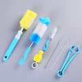7PCS/Set Bottle Sponge Cleaning Brush Tools Straw Brush Set Blue