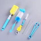 7PCS/Set Bottle Sponge Cleaning Brush Tools Straw Brush Set Blue