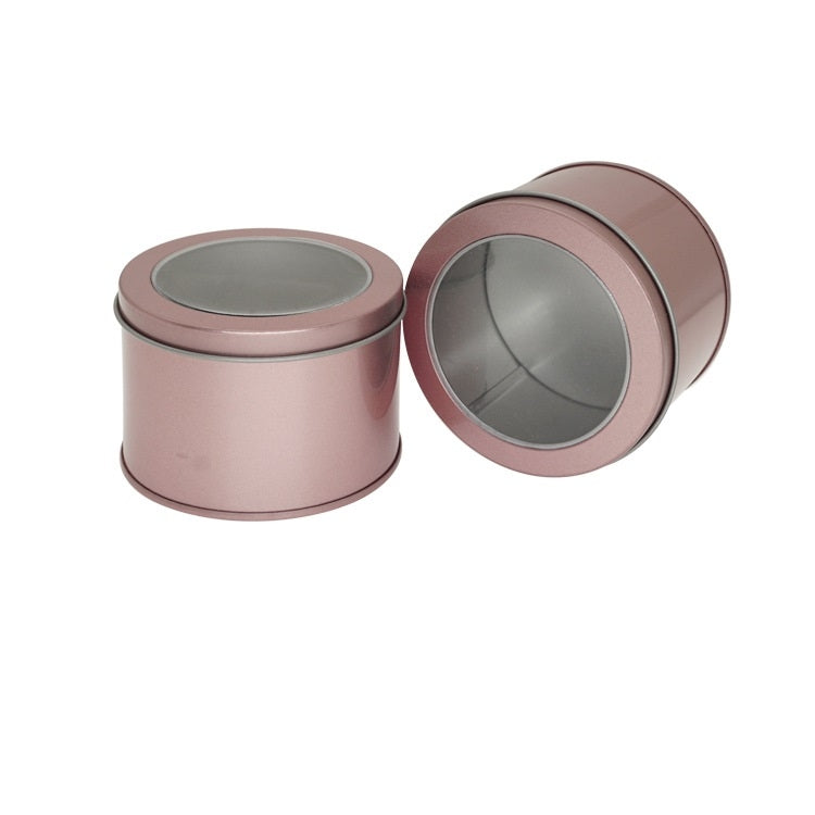Deep Round Skylight Transparent Window Top Cover Tin Box Food Tea Can Baking Cake Box, 9cm x 9cm x 6cm – Durable Build, Easy to Use 9cm x 9cm x 6cm Rose Gold