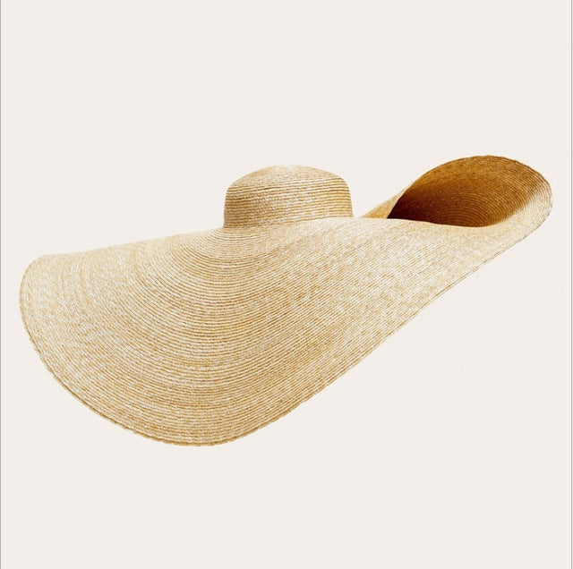 Oversized Fashion Straw Weaving Beach Sunshade Hat, Suitable for Head Circumference: 58-62cm – Durable Build, Easy to Use