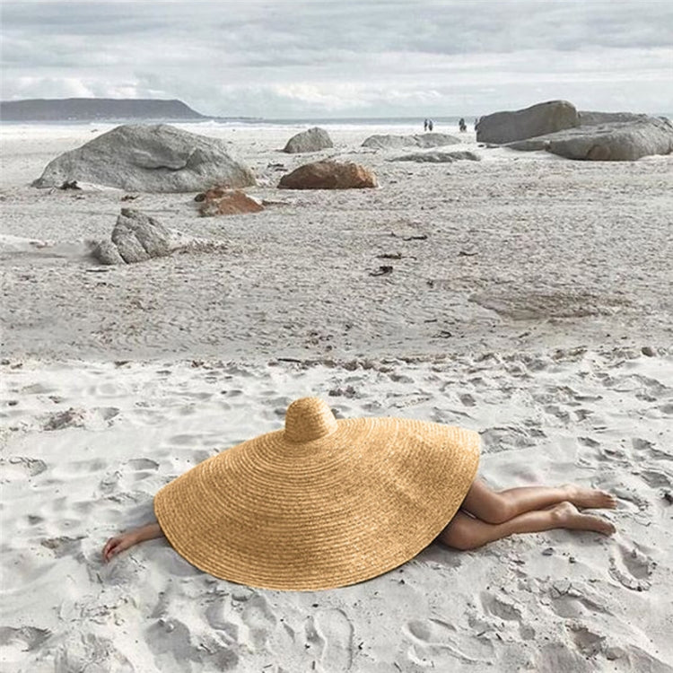 Oversized Fashion Straw Weaving Beach Sunshade Hat, Suitable for Head Circumference: 58-62cm – Durable Build, Easy to Use