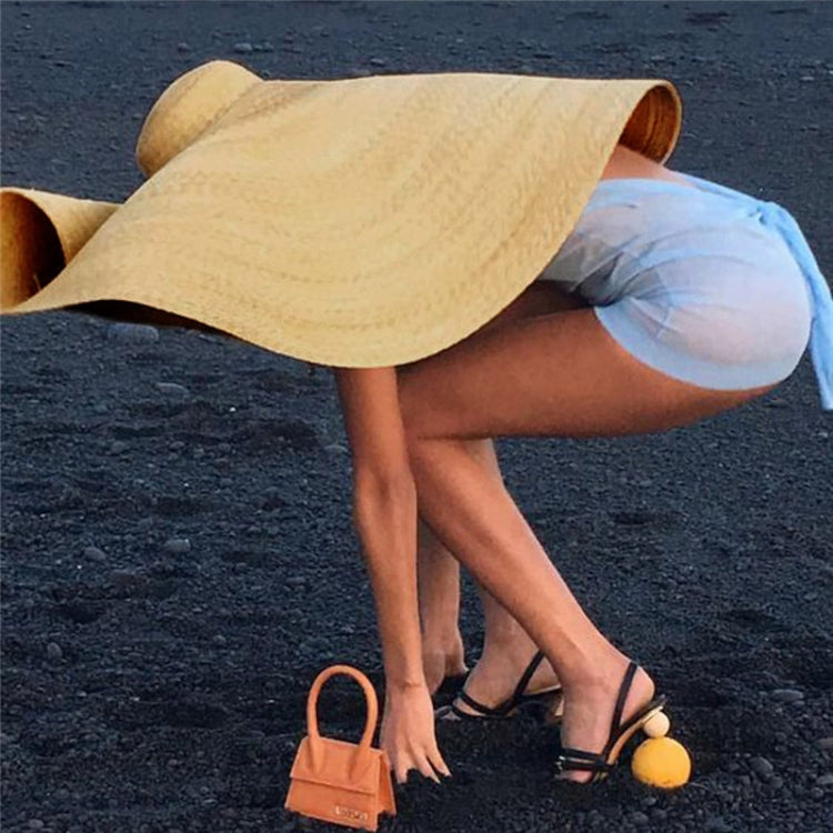 Oversized Fashion Straw Weaving Beach Sunshade Hat, Suitable for Head Circumference: 58-62cm – Durable Build, Easy to Use