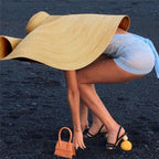 Oversized Fashion Straw Weaving Beach Sunshade Hat, Suitable for Head Circumference: 58-62cm – Durable Build, Easy to Use