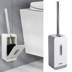 MENGNI Suction Wall Long Handle Toilet Brush Storage Box Bathroom Cleaning Kit Grey