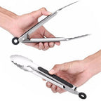 Stainless Steel Silicone Handle Kitchen Food Meat Barbecue Clip, 9 inch, 12 inch, 14 inch, 16 inch