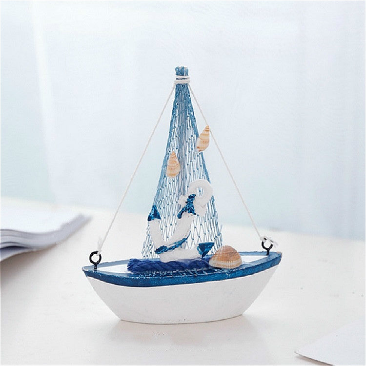 Vintage Wooden Canvas Boat Model Decoration Home room Decoration, White Boat, Lifebuoy Boat, Red Flag Boat, Canvas Boat, White Fishing Net Boat, Sea Anchor Boat – Durable Build, Easy to Use Sea Anchor Boat