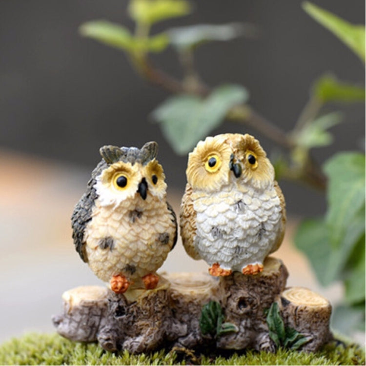 2 PCS Moss Micro Landscape Creative Resin Mini Owl Ornament，Random Color Delivery, Micro Landscape Owl Micro Landscape Owl
