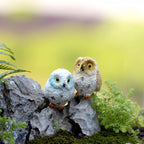 2 PCS Moss Micro Landscape Creative Resin Mini Owl Ornament，Random Color Delivery, Micro Landscape Owl