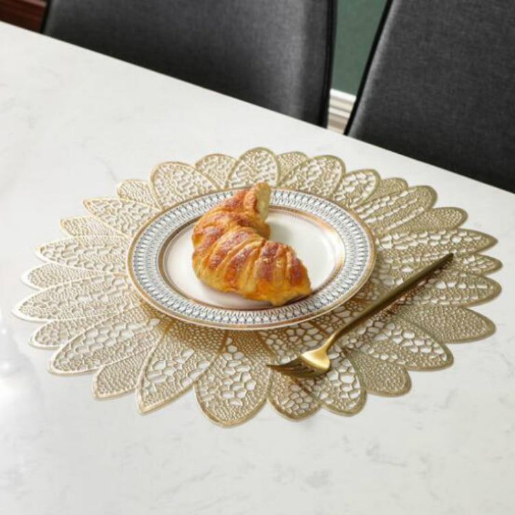 Sunflower Shape Household Fashion PVC Dining Table Placemat Europe Style Kitchen Tools Tableware Pad Coaster Coffee Tea Place Mat – Durable Build, Easy to Use Gold