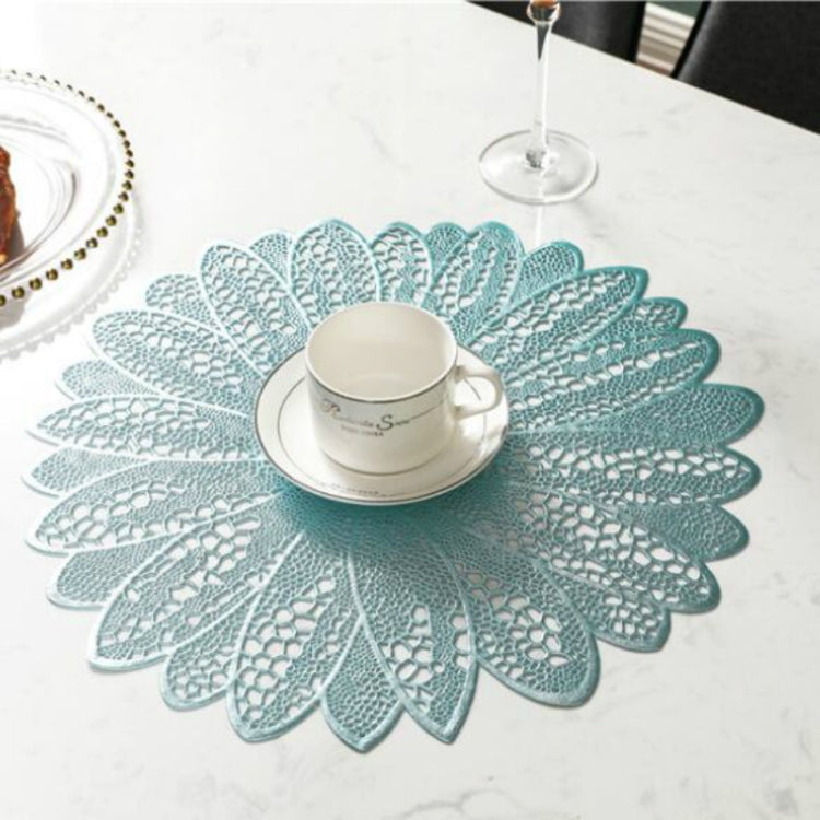 Sunflower Shape Household Fashion PVC Dining Table Placemat Europe Style Kitchen Tools Tableware Pad Coaster Coffee Tea Place Mat – Durable Build, Easy to Use Blue