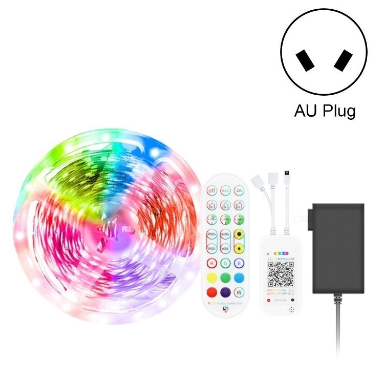 Bluetooth Suit Smart Music Sound Control Light Strip Non-waterproof 5050 RGB Colorful Atmosphere LED Light Strip With 24-Keys Remote Control, 5M 150 LEDs, 5M 300 LEDs, 10M 300 LEDs, 10M 600 LEDs, 15M 450 LEDs, 15M 270 LEDs – Waterproof, Bluetooth, TPU 5M 150 LEDs AU Plug