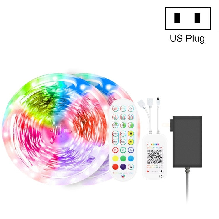Bluetooth Suit Smart Music Sound Control Light Strip Non-waterproof 5050 RGB Colorful Atmosphere LED Light Strip With 24-Keys Remote Control, 20M 360 LEDs, 30M 540 LEDs – Waterproof, Bluetooth, TPU 20M 360 LEDs US Plug