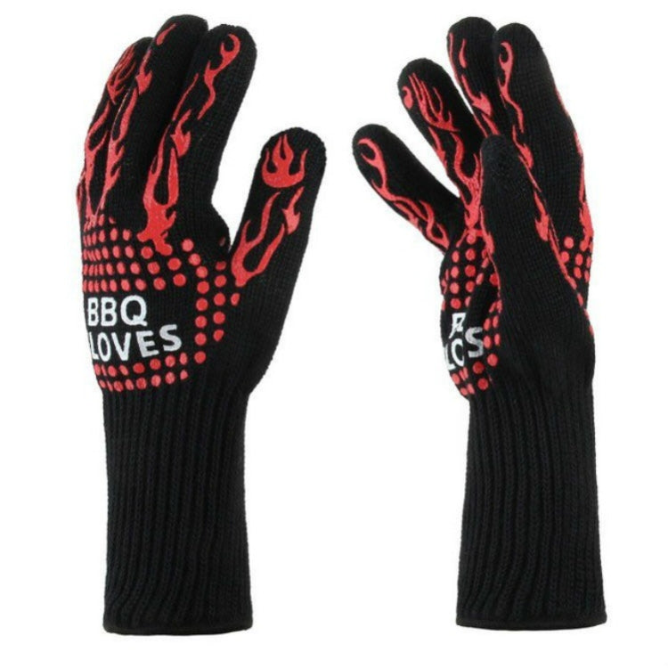 Heat-resistant High Temperature Fire Resistance Cooking Baking Barbecue Grill Gloves, Red BBQ, Red Torch – Wear-resistant, Non-slip