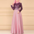 Lace Stitching Retro Large Swing Dress Ethnic Style Long-Sleeved Slim Dress, S, M, L, XL S Pink