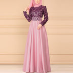 Lace Stitching Retro Large Swing Dress Ethnic Style Long-Sleeved Slim Dress, XXL, XXXXL, XXXXXL, XXXL
