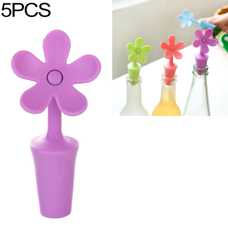 5 PCS Silicone Wine Stopper Flower Beer Stopper, 5 PCS Flower Shape(Purple), 5 PCS Flower Shape(Red), 5 PCS Flower Shape(Blue) 5 PCS Flower Shape(Purple) Purple
