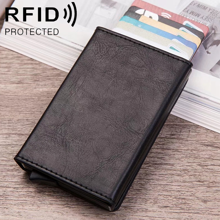 Magnetic RFID Bag Multifunctional Aluminum Automatic Pop-up Credit Card Package Black