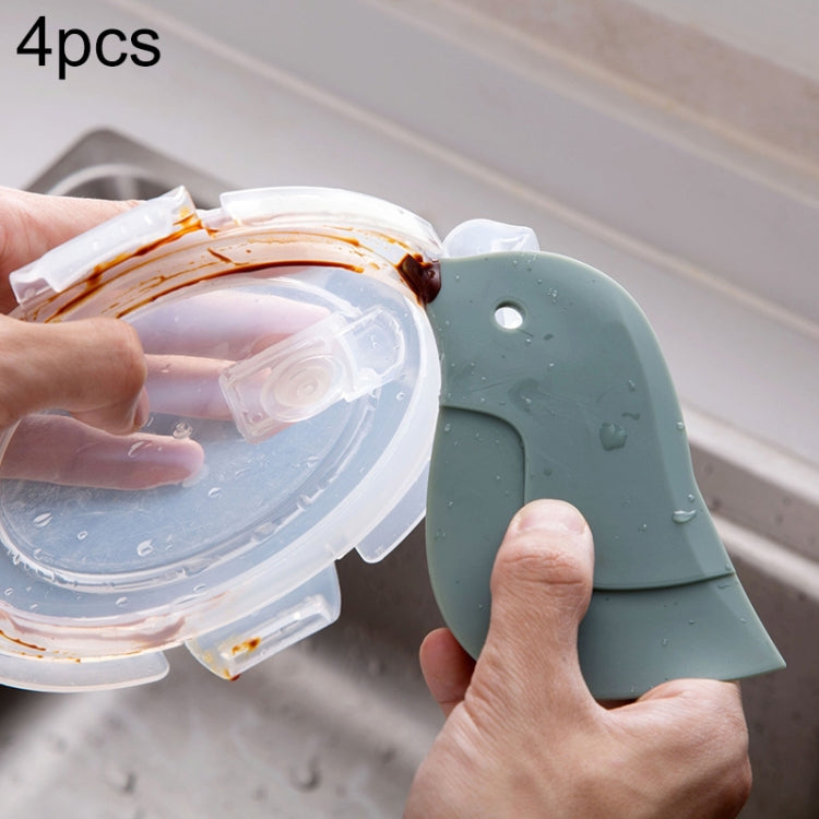 4 PCS Penguin Shape Soft Scraper Kitchen Baking Gadget Dark Green