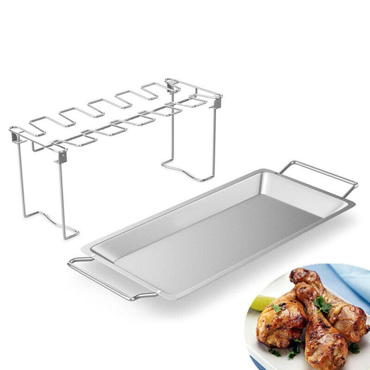 Stainless Steel Chicken Wing Leg Barbecue Rack with Drip Pan, Barbecue Rack Barbecue Rack