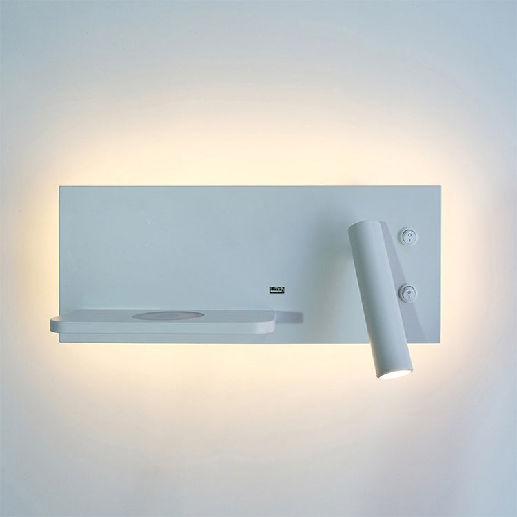 Wireless Wall Lamp USB 5V Charger Wall Lights Hotel Headboard Reading Lighting Spot Luminaire Lamp, Left Left Matt White
