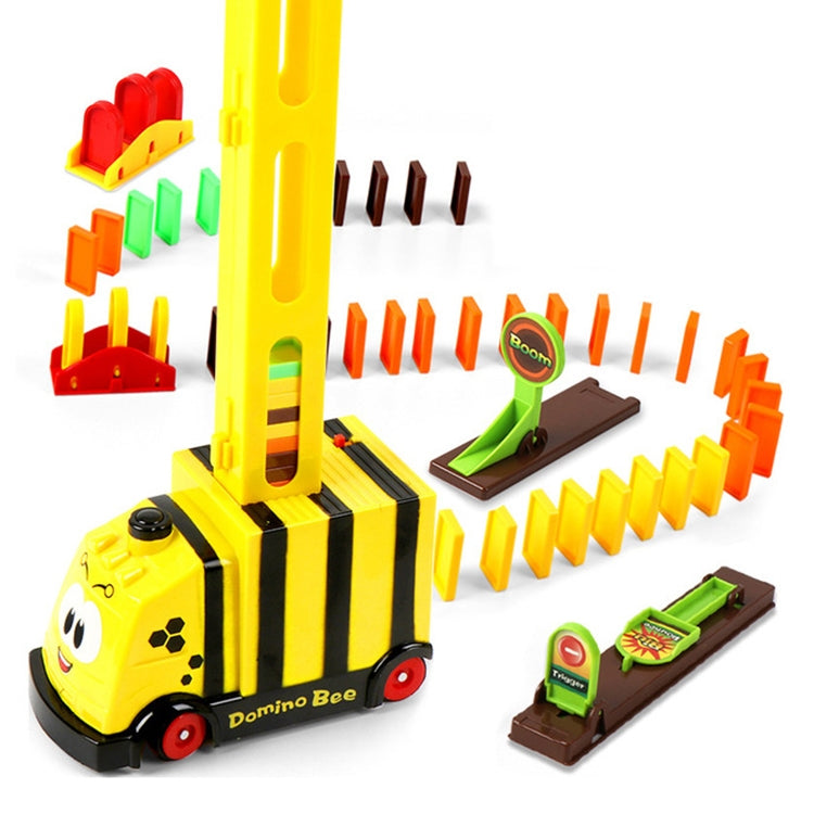 Puzzle Domino Car Electric Train With Sound And Light Music Automatic Licensing Electric Car Toy, Transparent, Yellow Bee, White Cow – Card Slot Yellow Bee