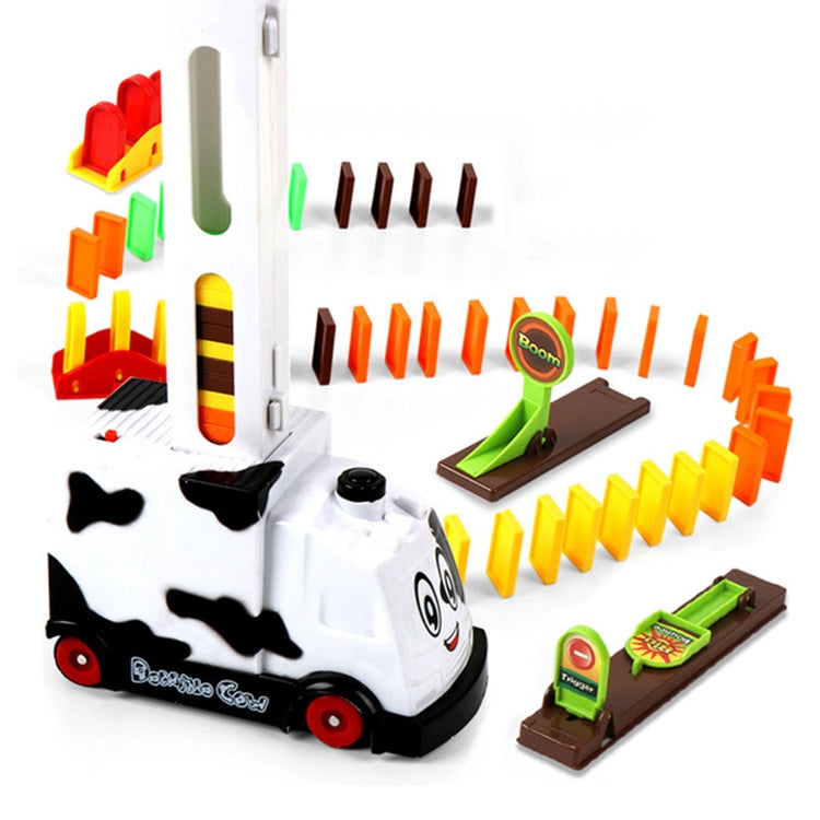 Puzzle Domino Car Electric Train With Sound And Light Music Automatic Licensing Electric Car Toy, Transparent, Yellow Bee, White Cow – Card Slot White Cow