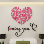 Love Heart DIY Removable Wall Stickers Room Decor 3d Wall Stickers, Size: 40cm x 40cm Pink
