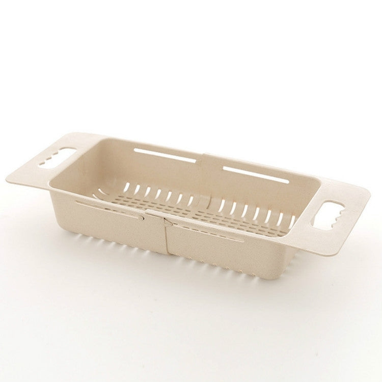 Adjustable Dish Drainer Sink Drain Basket Washing Vegetable Fruit Plastic Drying Rack Khaki