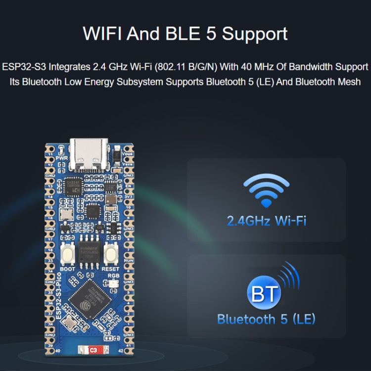 Waveshare ESP32-S3 Microcontroller, 2.4 GHz Wi-Fi Development Board Dual-core Processor, 23803 – Bluetooth, 4K