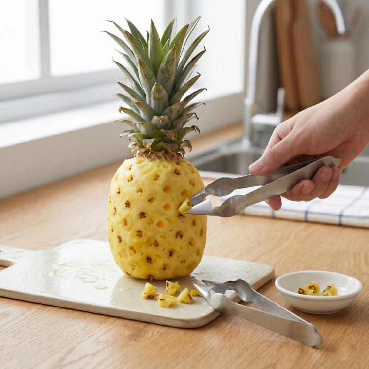 3 PCS Stainless Steel Non-slip Tip Open Blade Pineapple Clip Fruit Eye Digger, 13.5×3.5cm Endless Steel Nail 13.5×3.5cm Endless Steel Nail