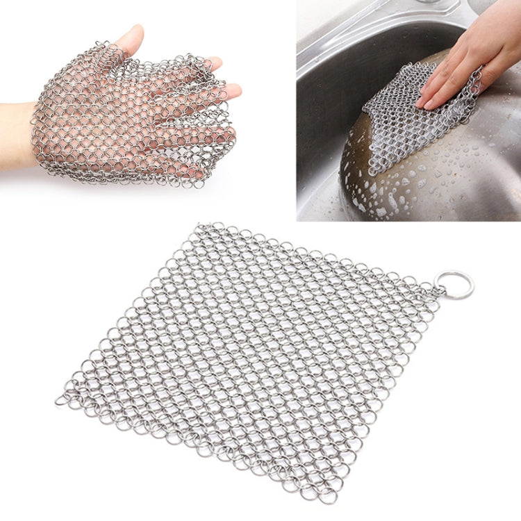 Stainless Steel Square Cast Iron Cleaner Pot Brush Scrubber Home Cookware Kitchen Cleaning Tool, 4×4inch, 5×5inch, 6×6inch, 7×7inch, 8×8inch, 8×6inch – Durable Build, Easy to Use 4×4inch