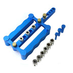 Woodworking Punching Locator Vertical Triple Hole Straight Hole Opener Dowel – Aluminum Alloy Blue