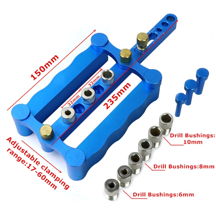 Woodworking Punching Locator Vertical Triple Hole Straight Hole Opener Dowel – Aluminum Alloy