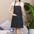 Sleeveless Denim Apron Halter Blue Denim Kitchen Overalls, 71x65cm 71x65cm Black