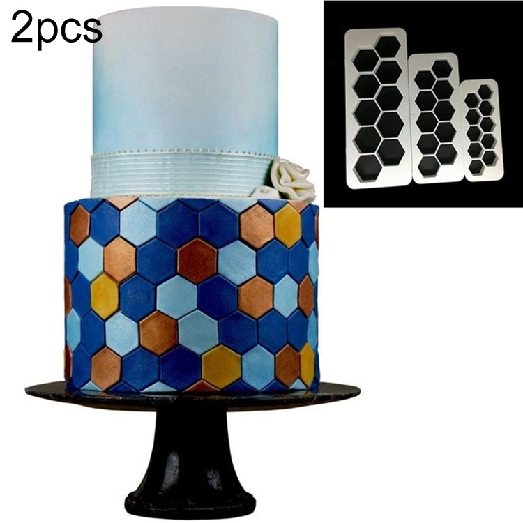 2 PCS Chocolate Cake Geometric Puzzle Embossed Strip Foundation Shape Graphic Biscuit Mold Stamping Tool, Four-sided Diamond, Jigsaw, Hexagon, Square, Regular Triangle, Oblique Triangle – Durable Build, Easy to Use Hexagon Hexagon