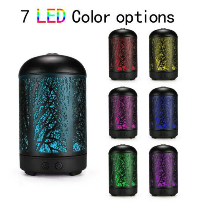 Metal Tree Air Humidifier Essential Oil Diffuser Mist Maker Colorful LED Lamp Diffuser Aromatherapy Air Purifier,, EU Plug – TPU