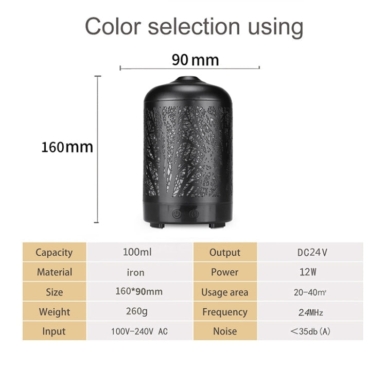 Metal Tree Air Humidifier Essential Oil Diffuser Mist Maker Colorful LED Lamp Diffuser Aromatherapy Air Purifier,, EU Plug – TPU