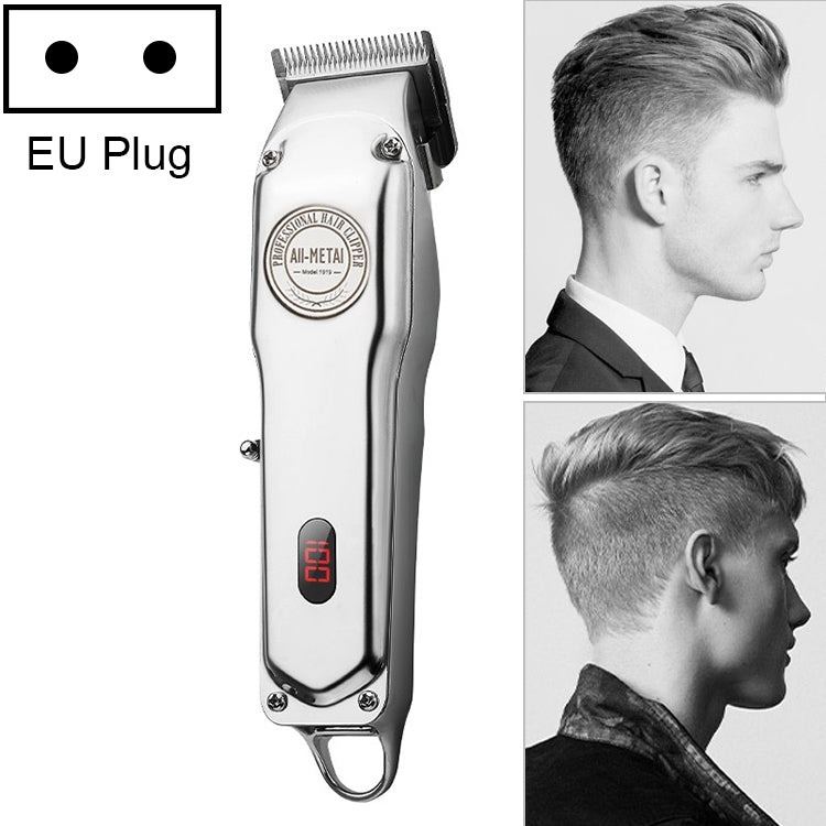 Retro Oil Head Electric Pusher Strong Power Electric Fader LCD Digital Display Rechargeable Hair Clipper, EU Plug, US Plug EU Plug