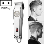Retro Oil Head Electric Pusher Strong Power Electric Fader LCD Digital Display Rechargeable Hair Clipper, EU Plug, US Plug EU Plug