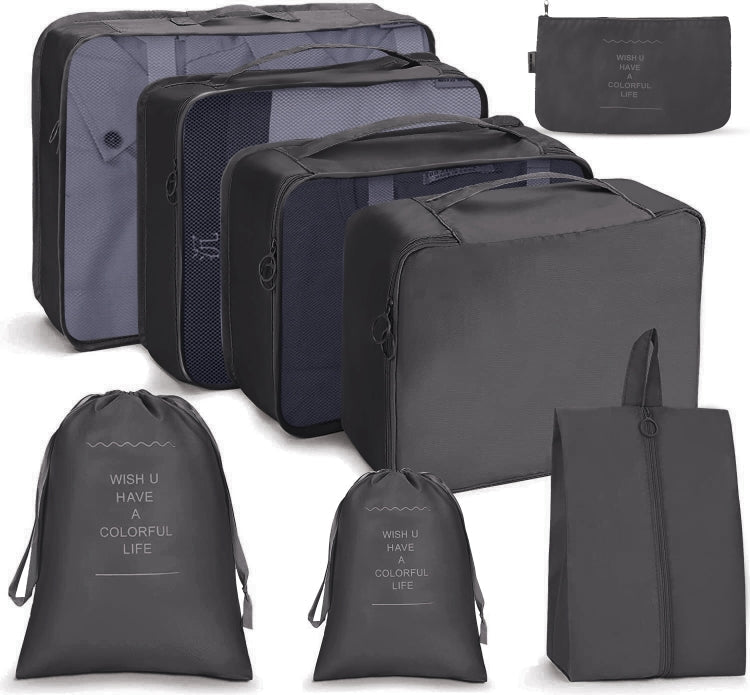 Travel Storage Bag Set Folding Storage Bag, 7 In 1, 8 In 1 Beam Mouth, 8 In 1 Cosmetic Bag – 4K 8 In 1 Beam Mouth Black