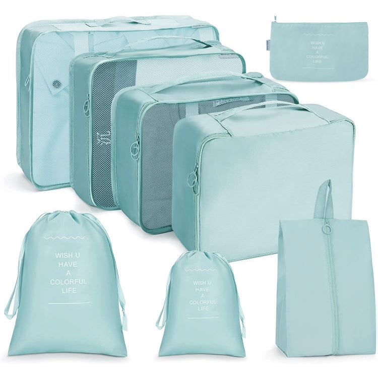 Travel Storage Bag Set Folding Storage Bag, 7 In 1, 8 In 1 Beam Mouth, 8 In 1 Cosmetic Bag – 4K 8 In 1 Beam Mouth Lake Blue
