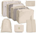 Travel Storage Bag Set Folding Storage Bag, 8 In 1 Toiletry Bag, 9 In 1 Cosmetic Bag, 9 In 1 Toiletry Bag – 4K 8 In 1 Toiletry Bag Beige