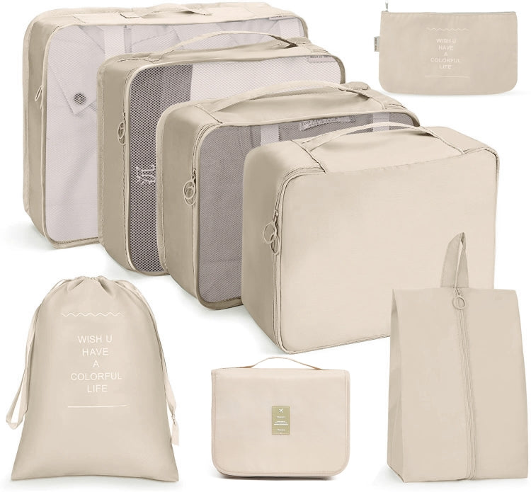 Travel Storage Bag Set Folding Storage Bag, 8 In 1 Toiletry Bag, 9 In 1 Cosmetic Bag, 9 In 1 Toiletry Bag – 4K 8 In 1 Toiletry Bag Beige