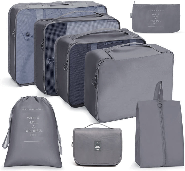 Travel Storage Bag Set Folding Storage Bag, 8 In 1 Toiletry Bag, 9 In 1 Cosmetic Bag, 9 In 1 Toiletry Bag – 4K 8 In 1 Toiletry Bag Gray