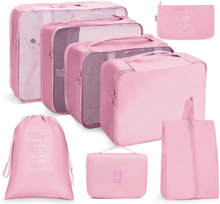Travel Storage Bag Set Folding Storage Bag, 8 In 1 Toiletry Bag, 9 In 1 Cosmetic Bag, 9 In 1 Toiletry Bag – 4K 8 In 1 Toiletry Bag Pink