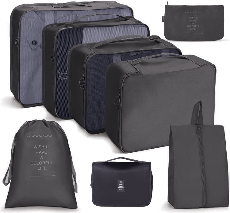 Travel Storage Bag Set Folding Storage Bag, 8 In 1 Toiletry Bag, 9 In 1 Cosmetic Bag, 9 In 1 Toiletry Bag – 4K 8 In 1 Toiletry Bag Black