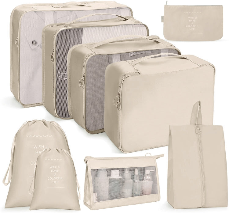 Travel Storage Bag Set Folding Storage Bag, 8 In 1 Toiletry Bag, 9 In 1 Cosmetic Bag, 9 In 1 Toiletry Bag – 4K 9 In 1 Cosmetic Bag Beige